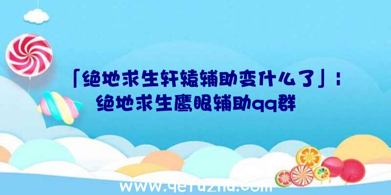 「绝地求生轩辕辅助变什么了」|绝地求生鹰眼辅助qq群